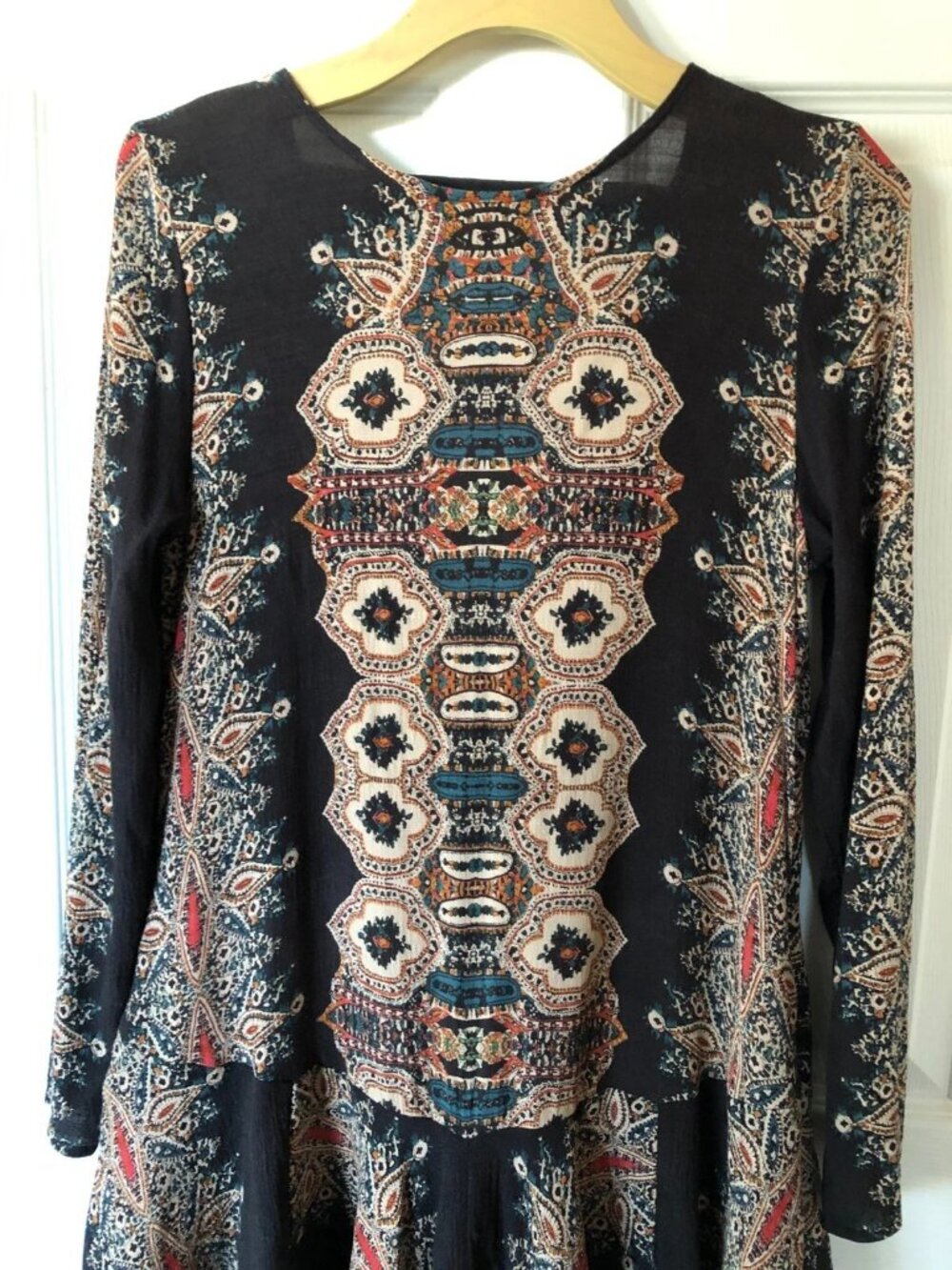 Free People Smooth Talker Boho Long Sleeve Tunic Mini Dress Size XS